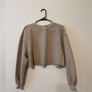 Women's Tan Cropped Sweatshirt